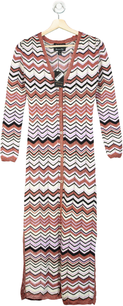 River Island Purple-White-Red Zigzag Knit Dress XS