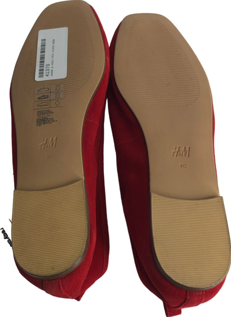 H&M Red Leather Ballet Pumps UK 7 EU 40 👠