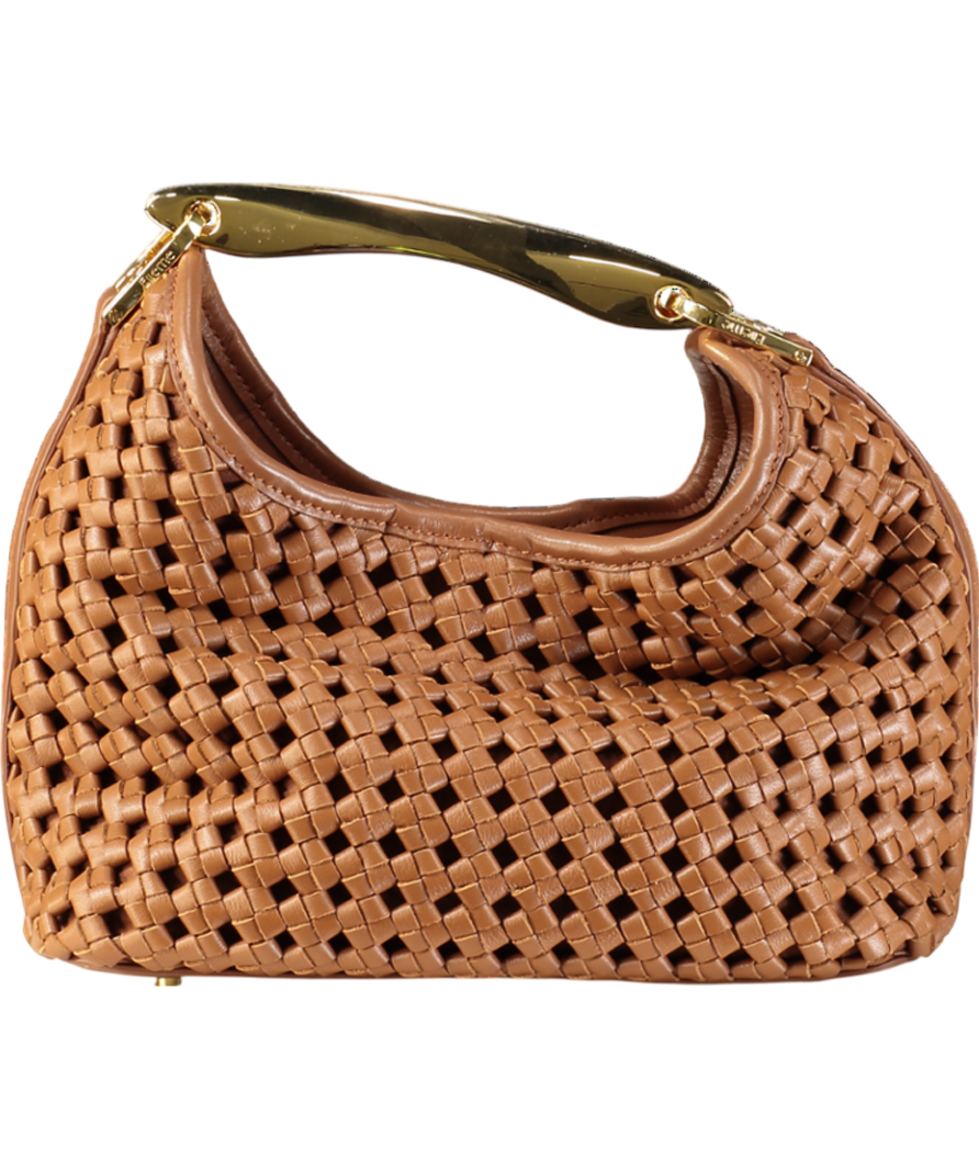 Elleme Paris Brown Boomerang Small Woven Leather Handbag
