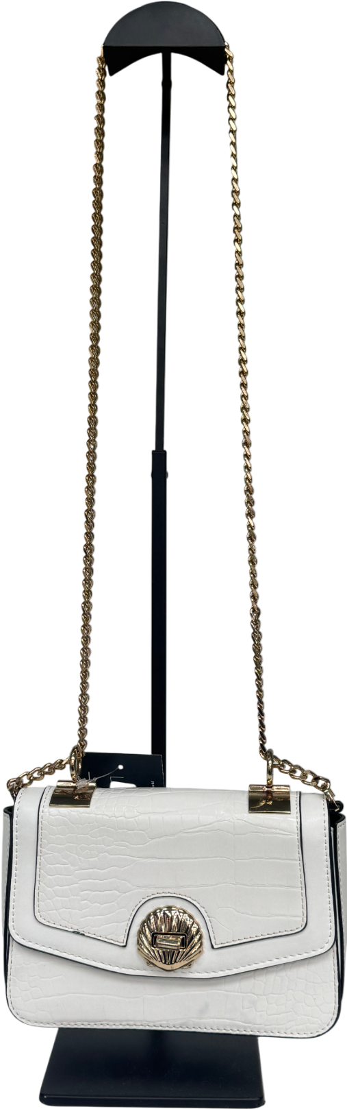 Topshop White Crossbody Shoulder Bag with Gold Shell detail