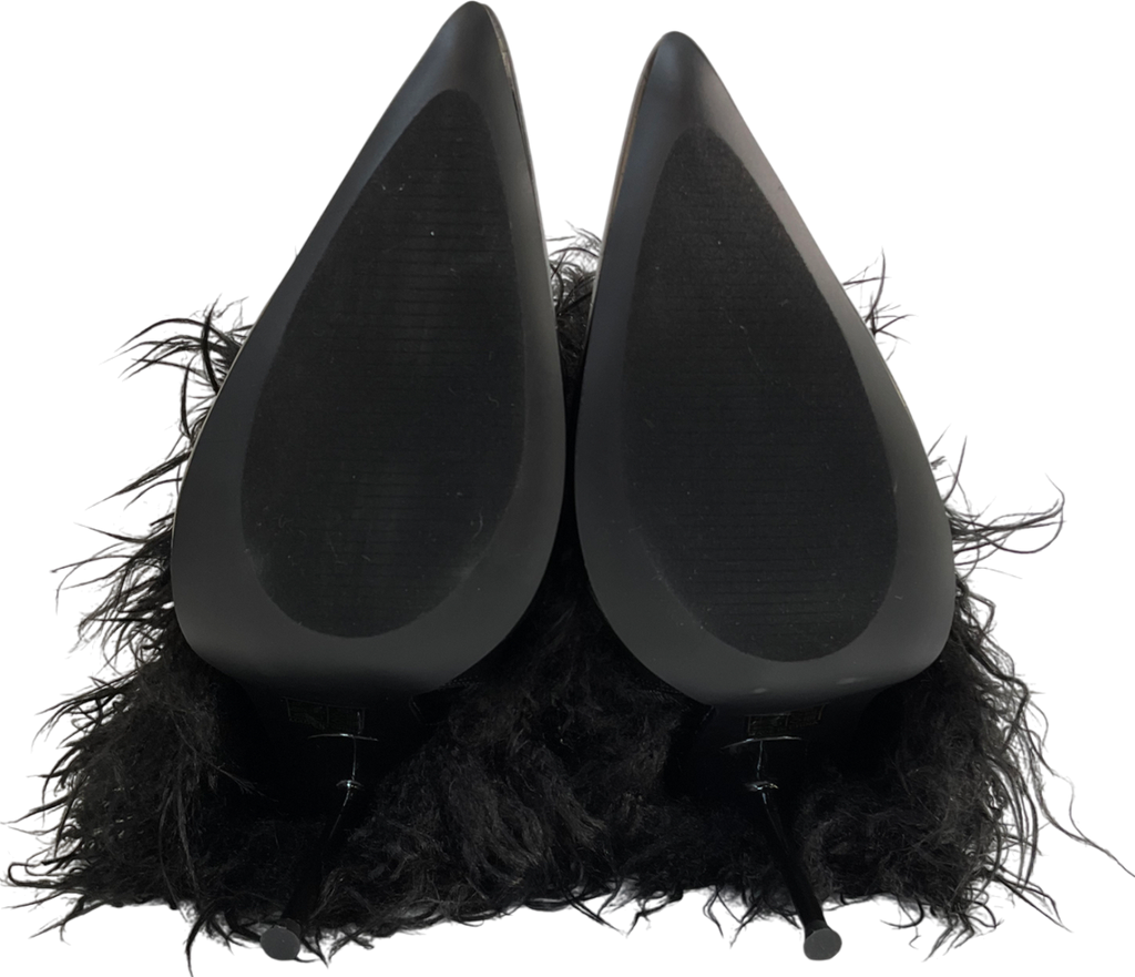 PrettyLittleThing Black Faux Shearling High Heeled Ankle Boots UK 5 EU 38 👠