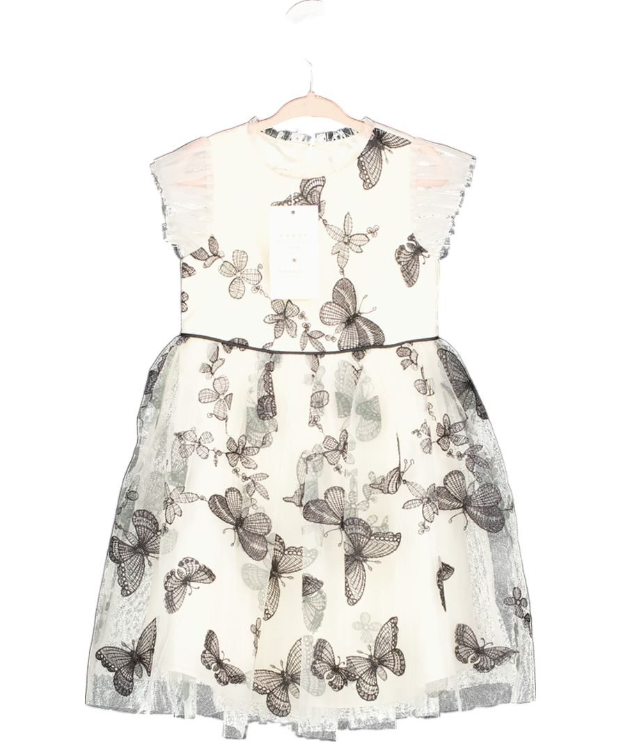 Monsoon Cream Savannah Monochrome Butterfly Dress 3 Years