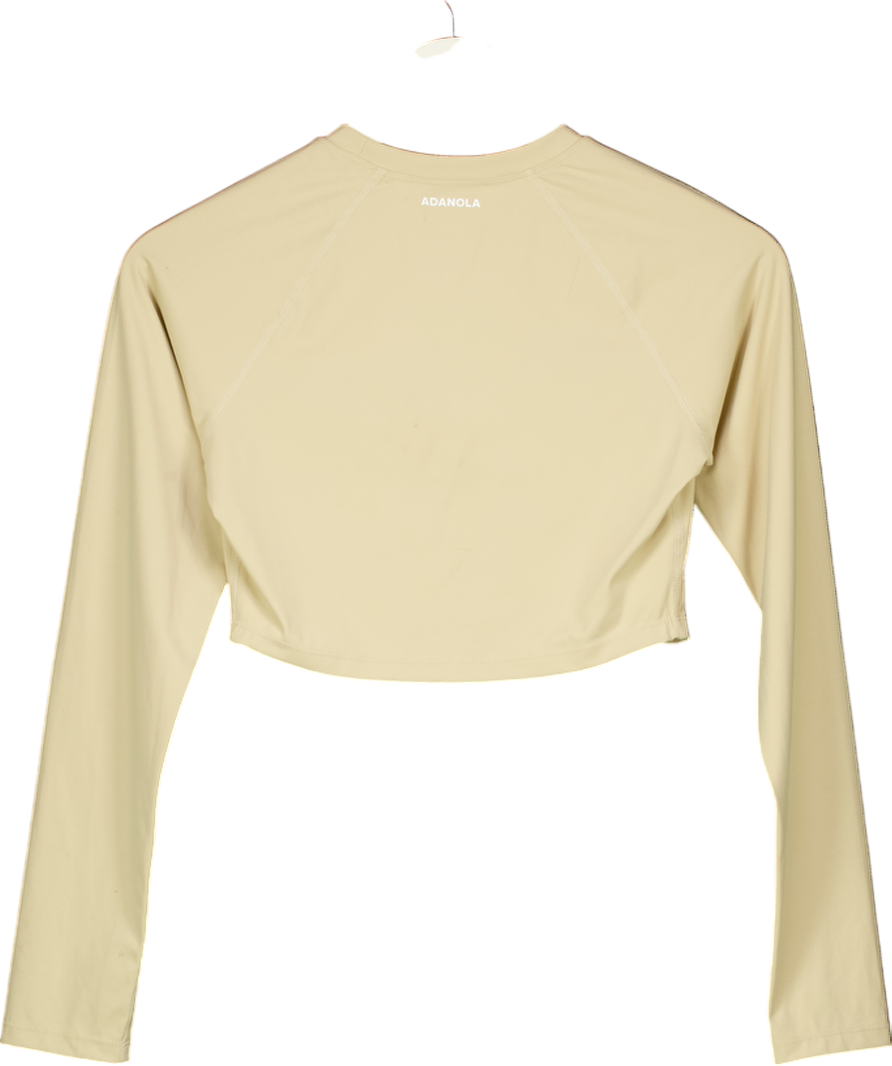 Adanola Beige Long Sleeve Gym Crop Top UK M