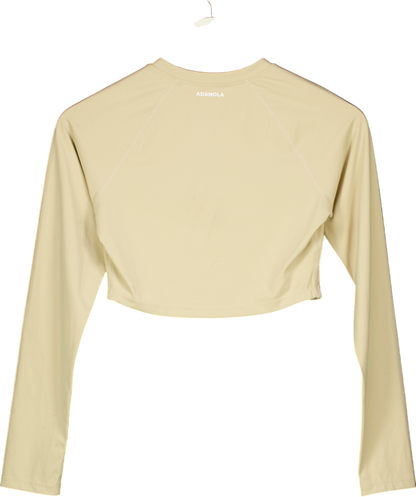 Adanola Beige Long Sleeve Gym Crop Top UK M