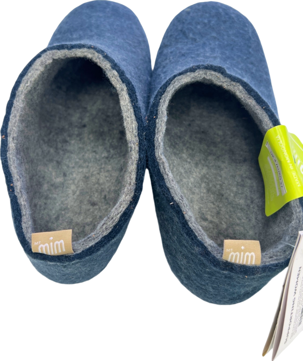 Mim Blue Hand-felted Wool Slippers EU 37 UK 4