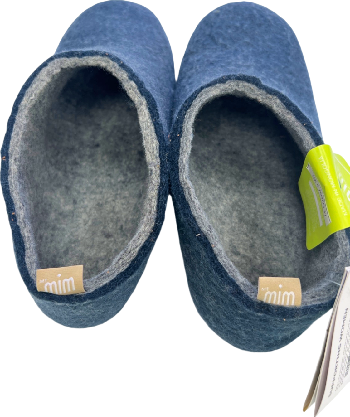 Mim Blue Hand-felted Wool Slippers EU 37 UK 4