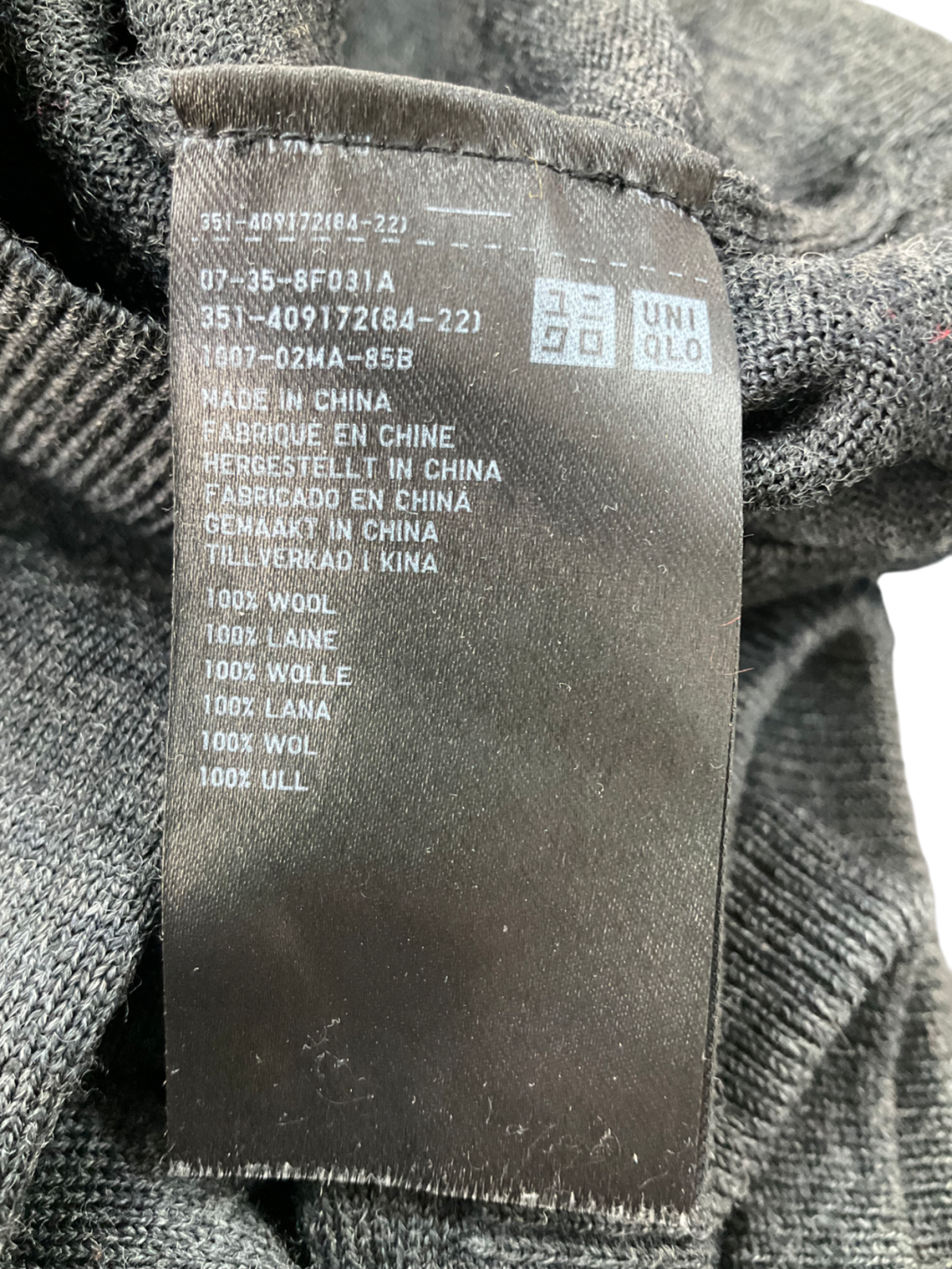 Uniqlo Grey 100% Wool Jumper UK S