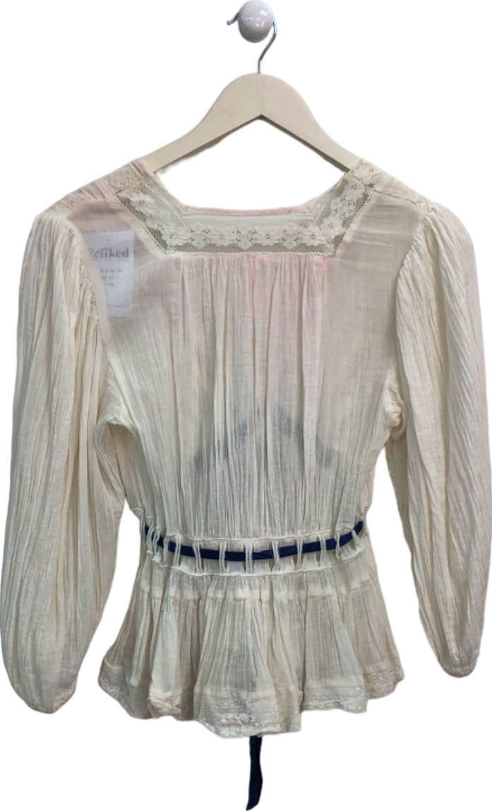 Free People Cream Lace Tunic Top UK XS
