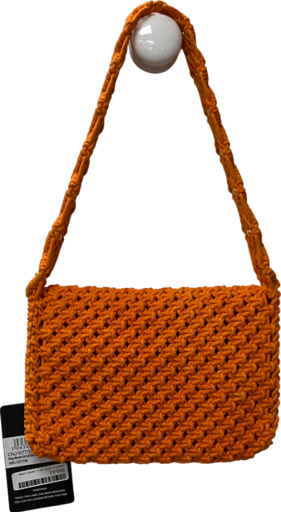 PrettyLittleThing Orange Knit Macrame Gold Bead Shoulder Bag