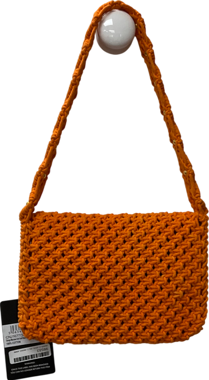 PrettyLittleThing Orange Knit Macrame Gold Bead Shoulder Bag