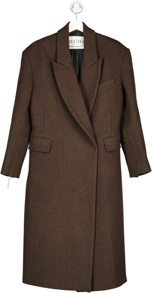 Recto Brown Wool Blend Coat UK S