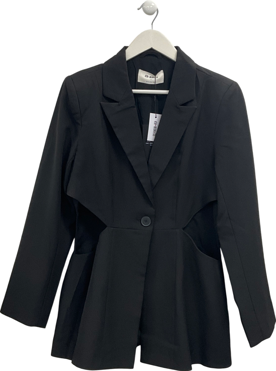 4th & Reckless Fitted Suit Blazer With Cut Out Detail In Black UK 14