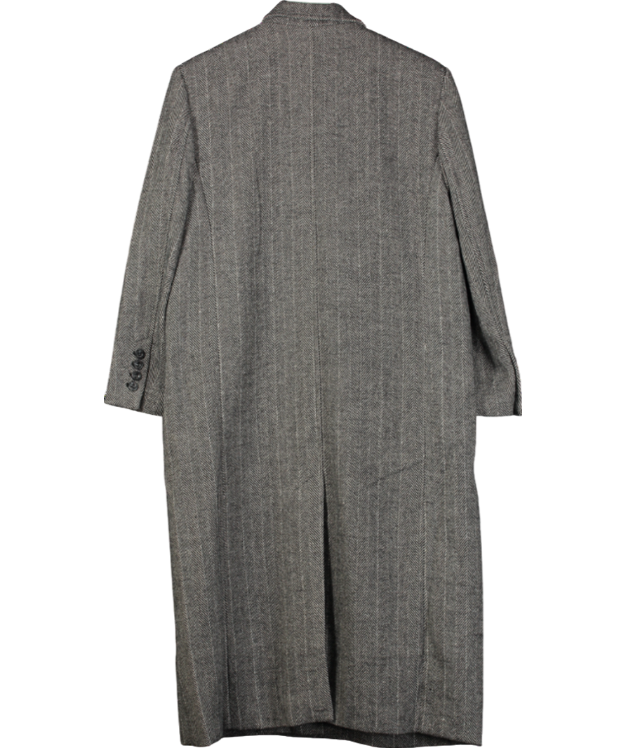 H&M Grey Herringbone Double-breasted Coat UK S