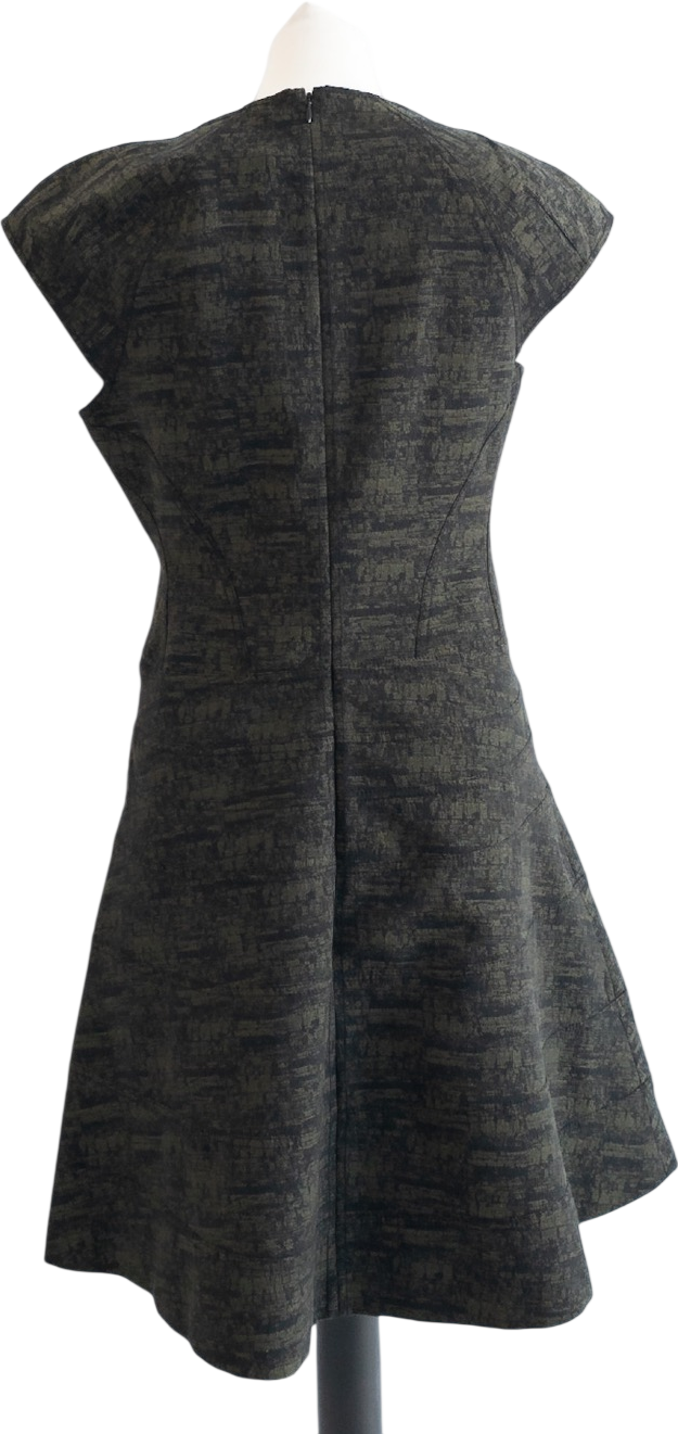 Diane von Furstenberg Olive Green And Black Jacquard Dress Us12 UK 16