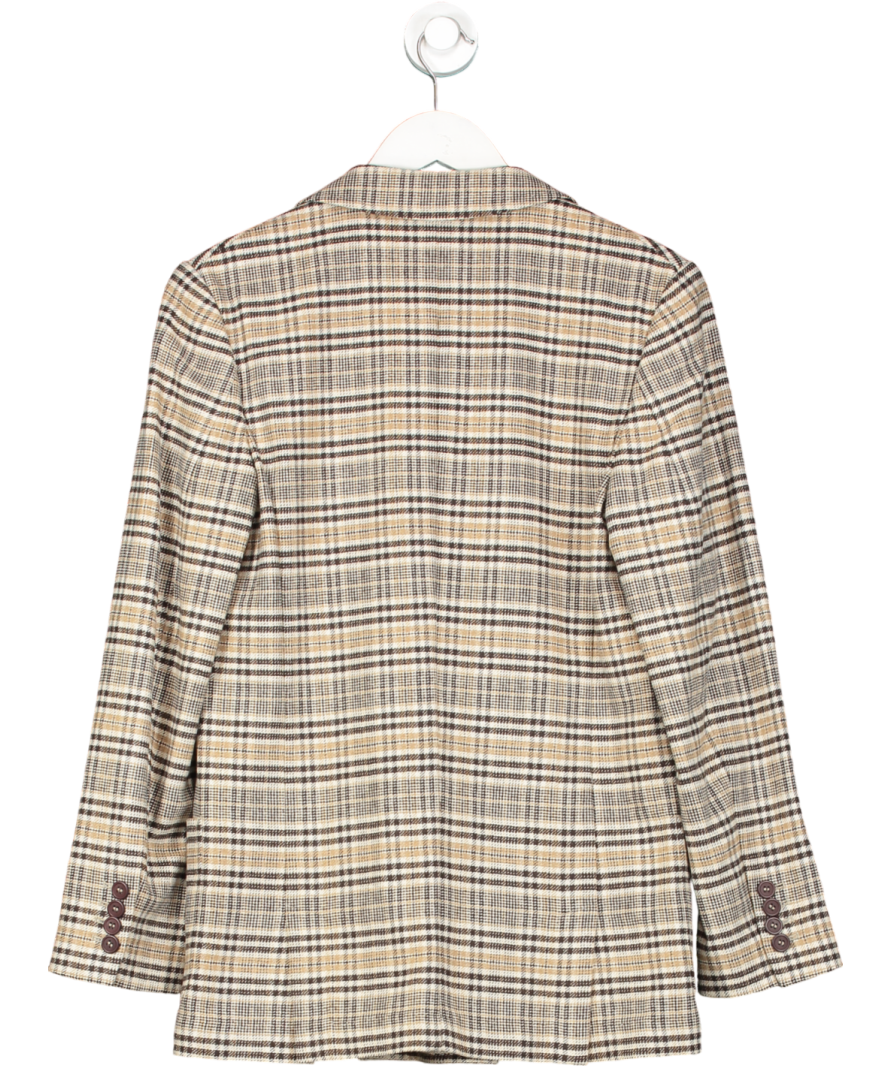 mayla Brown Check Wool Blazer UK 8
