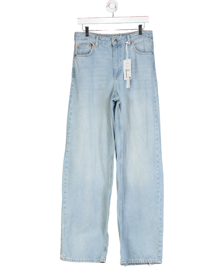 NA-KD Blue Loose Waist Long Jeans UK 8