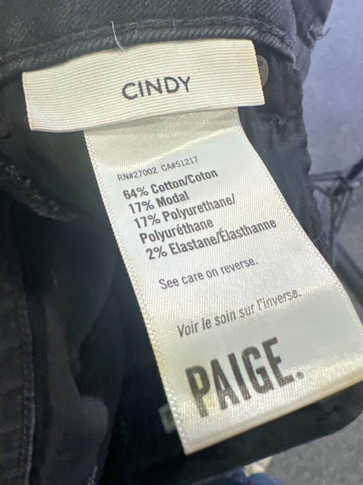 Paige Black Cindy Straight-Leg Jeans UK W27