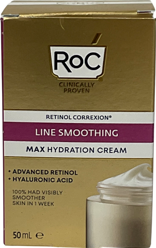 roc Retinol Correxion Line Smoothing Max Hydration Cream, Intensive Anti-wrinkle & Anti-aging Moisturiser 50ml
