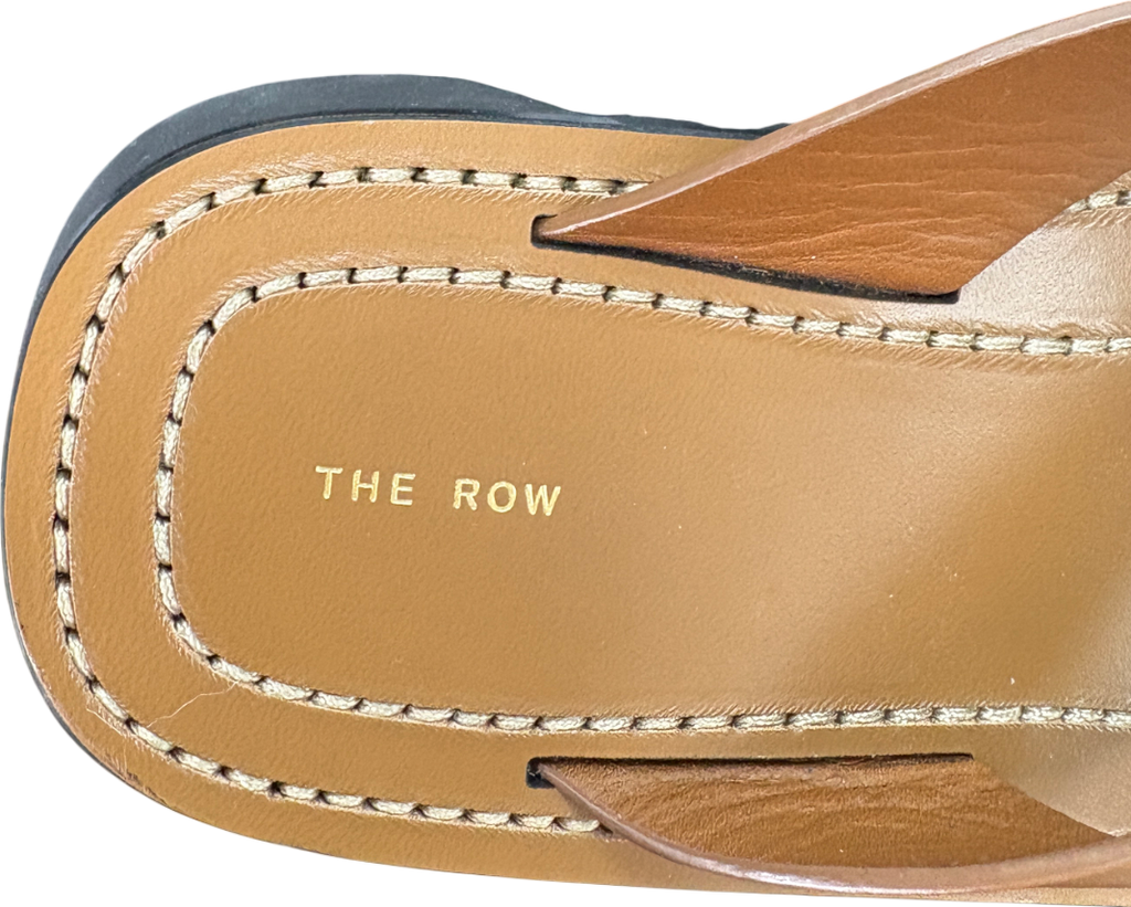 The Row Brown Ginza Leather Platform Flip Flops UK 5 EU 38 👠