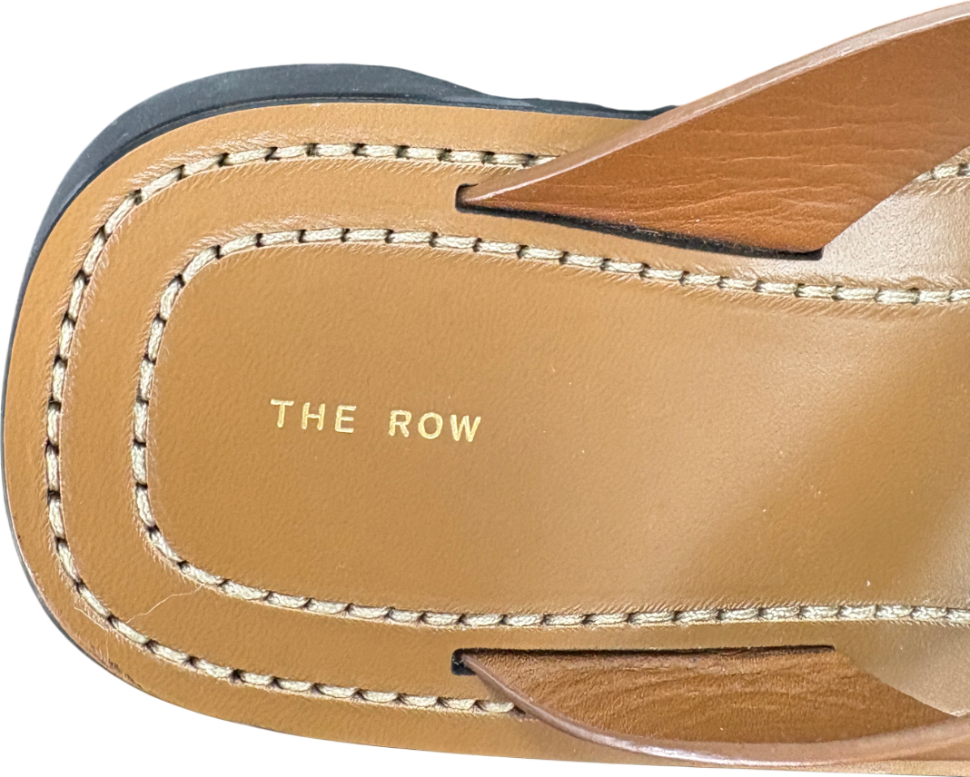 The Row Brown Ginza Leather Platform Flip Flops UK 5 EU 38 👠