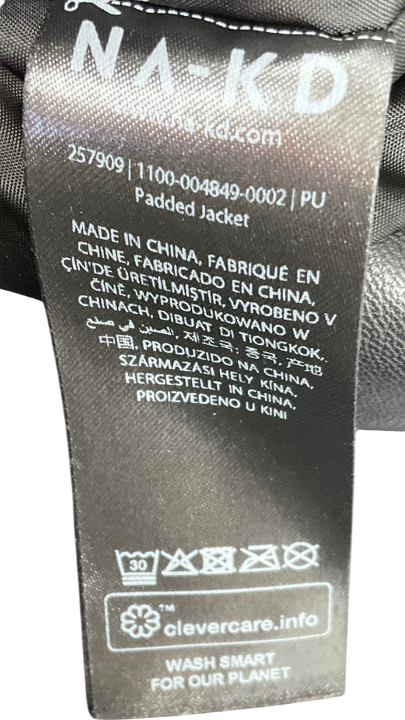 NA-KD Black Padded Jacket UK 10