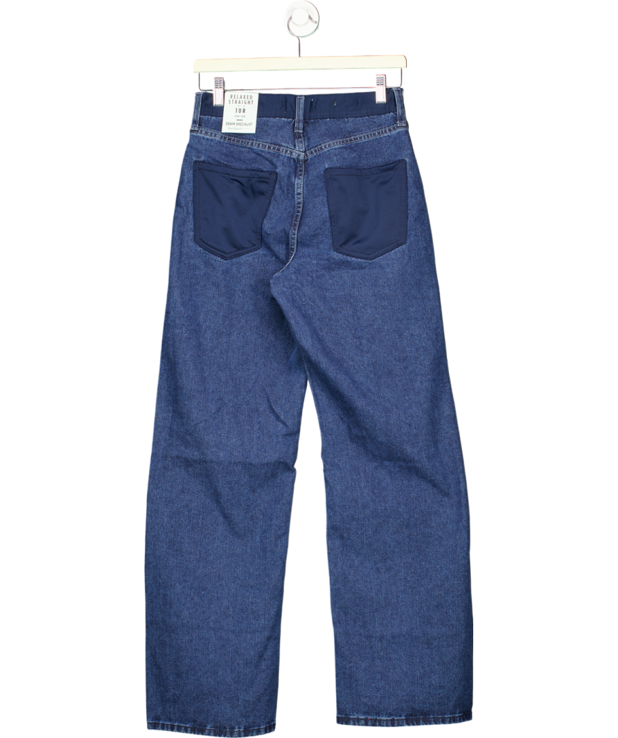 River Island Blue Relaxed Straight Stripe Hybrid Jeans UK 10