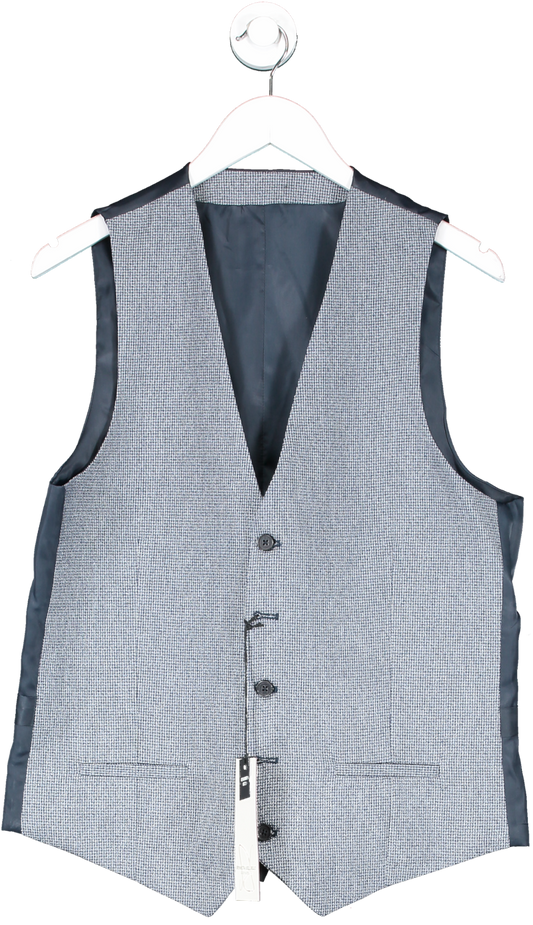 River Island Blue Skinny Fit Dogtooth Waistcoat UK 42" CHEST