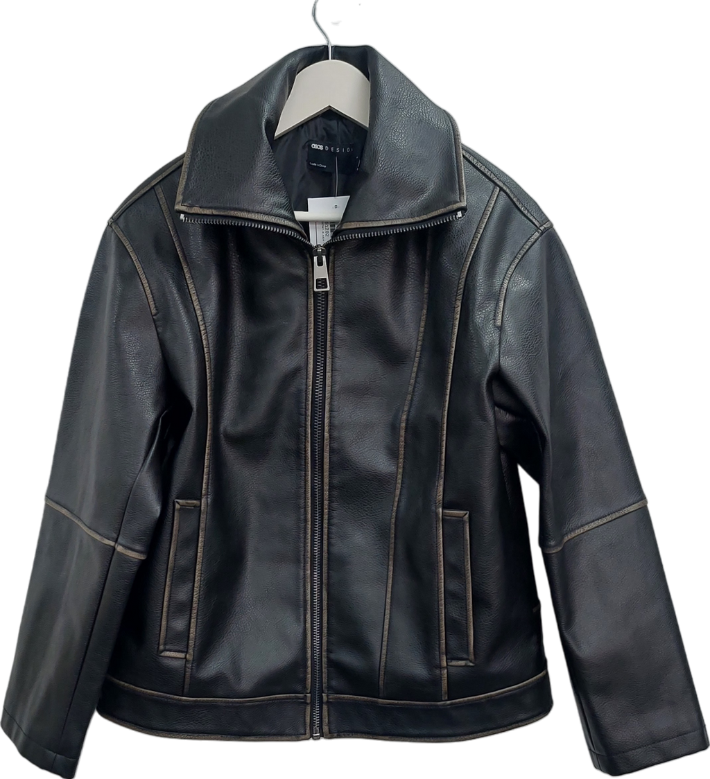 ASOS Black Oversized Faux Leather Jacket UK S