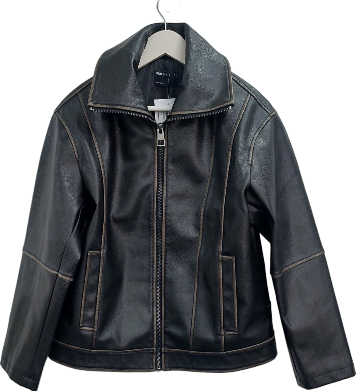 ASOS Black Oversized Faux Leather Jacket UK S