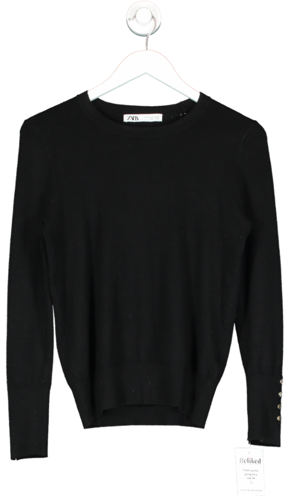 ZARA Black Basic Knit Sweater UK M