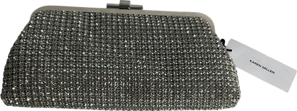 Karen Millen Silver Rhinestone Clutch Bag with chain strap