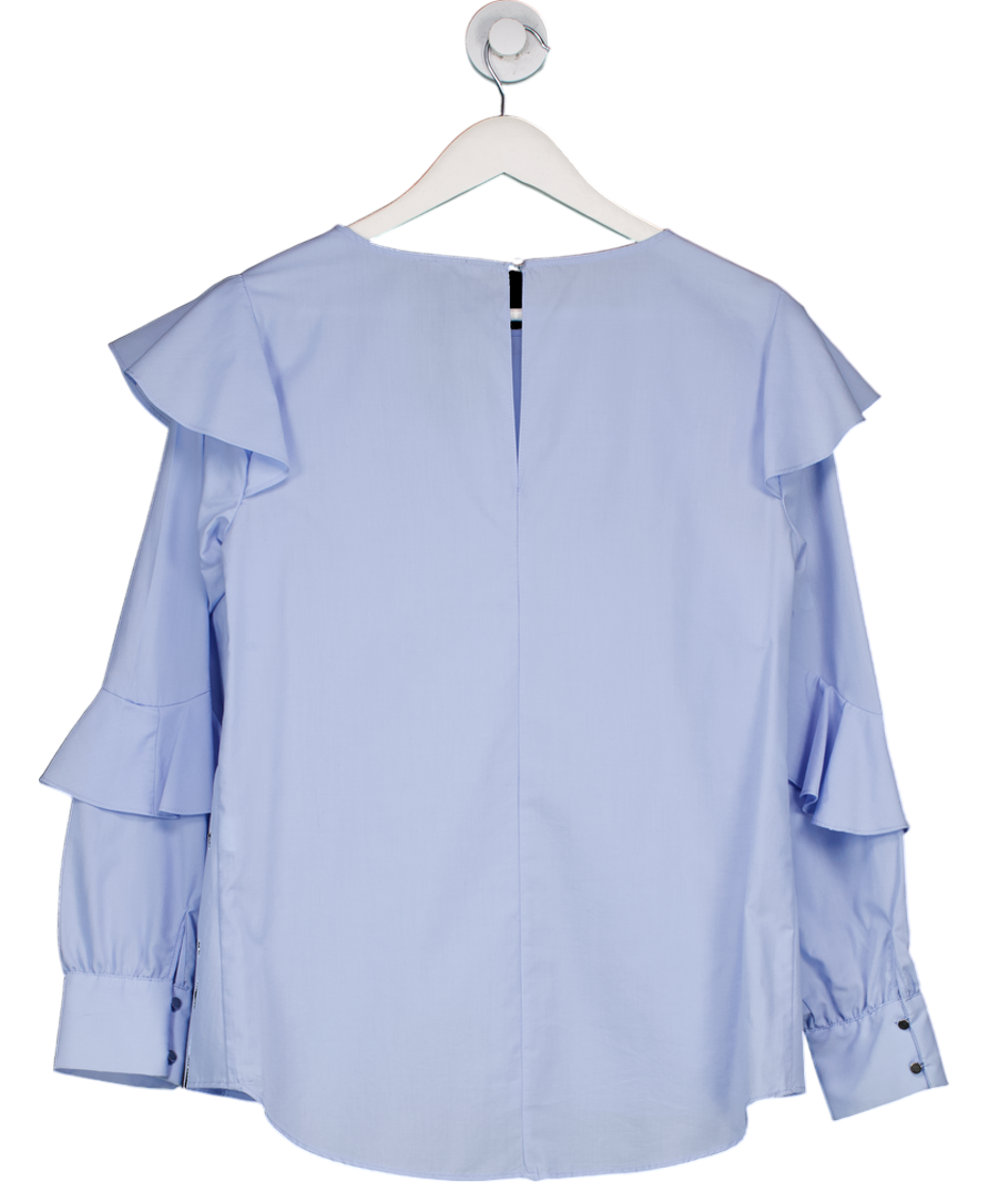 River Island Blue Long Sleeve Frill Top UK 12