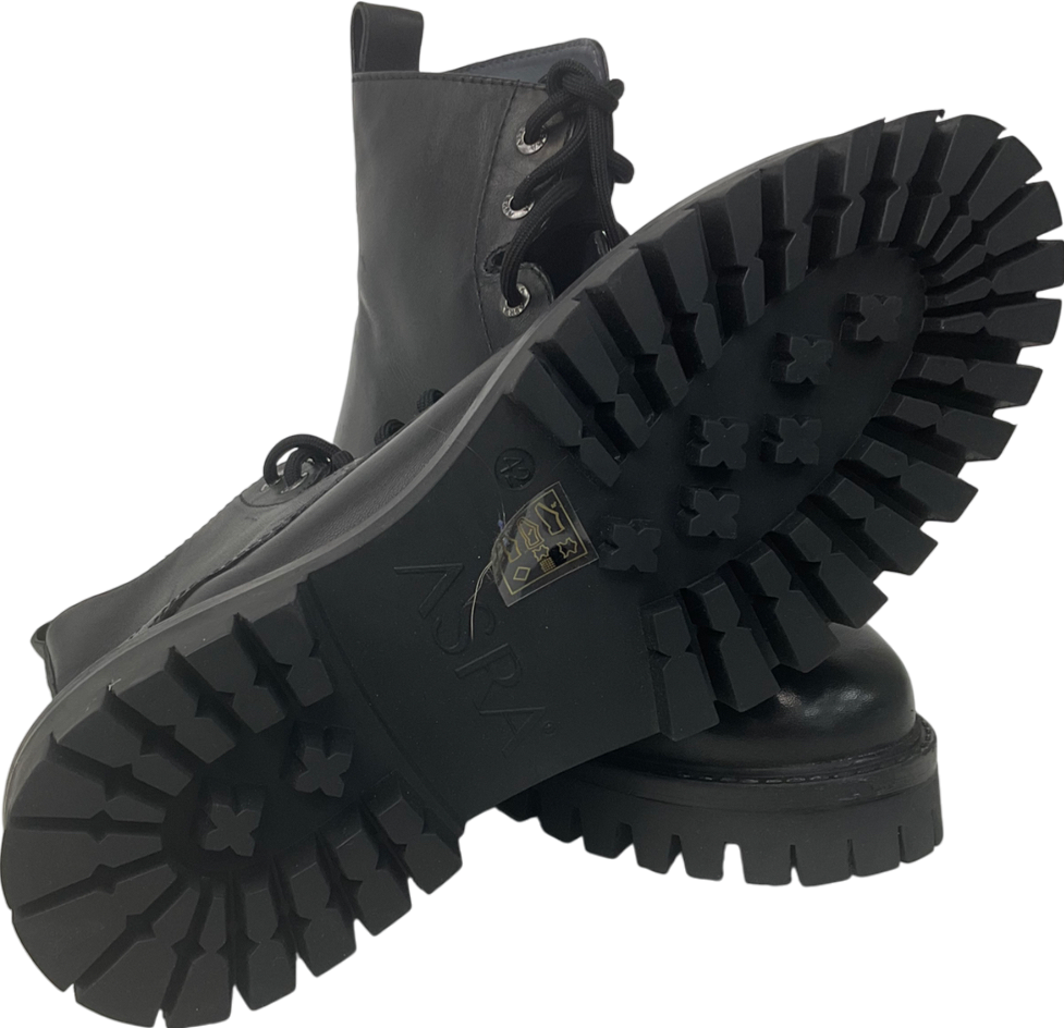 arsa Luiz Lace Up Boots In Black Leather UK 8 EU 42 👞