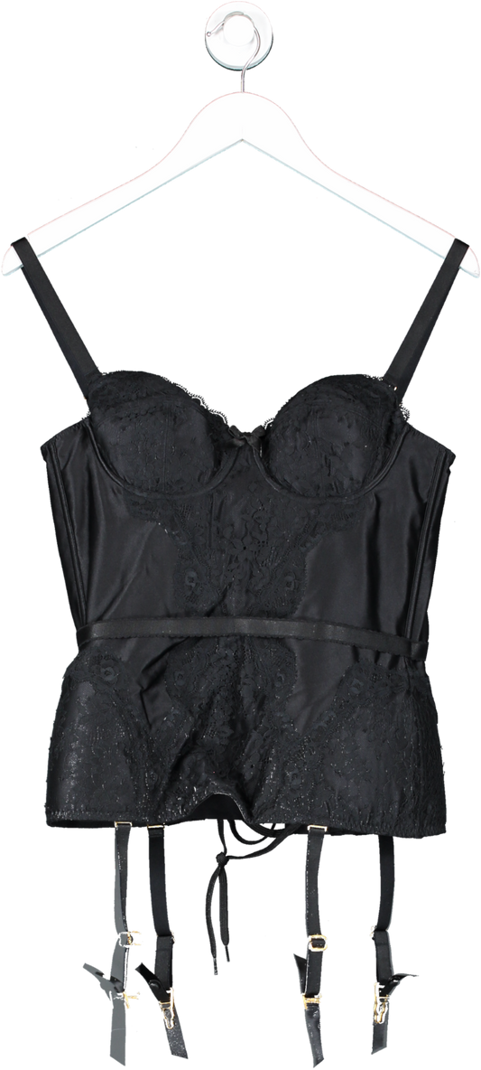Agent Provocateur Black Andee Lace-paneled Satin Bustier UK 12