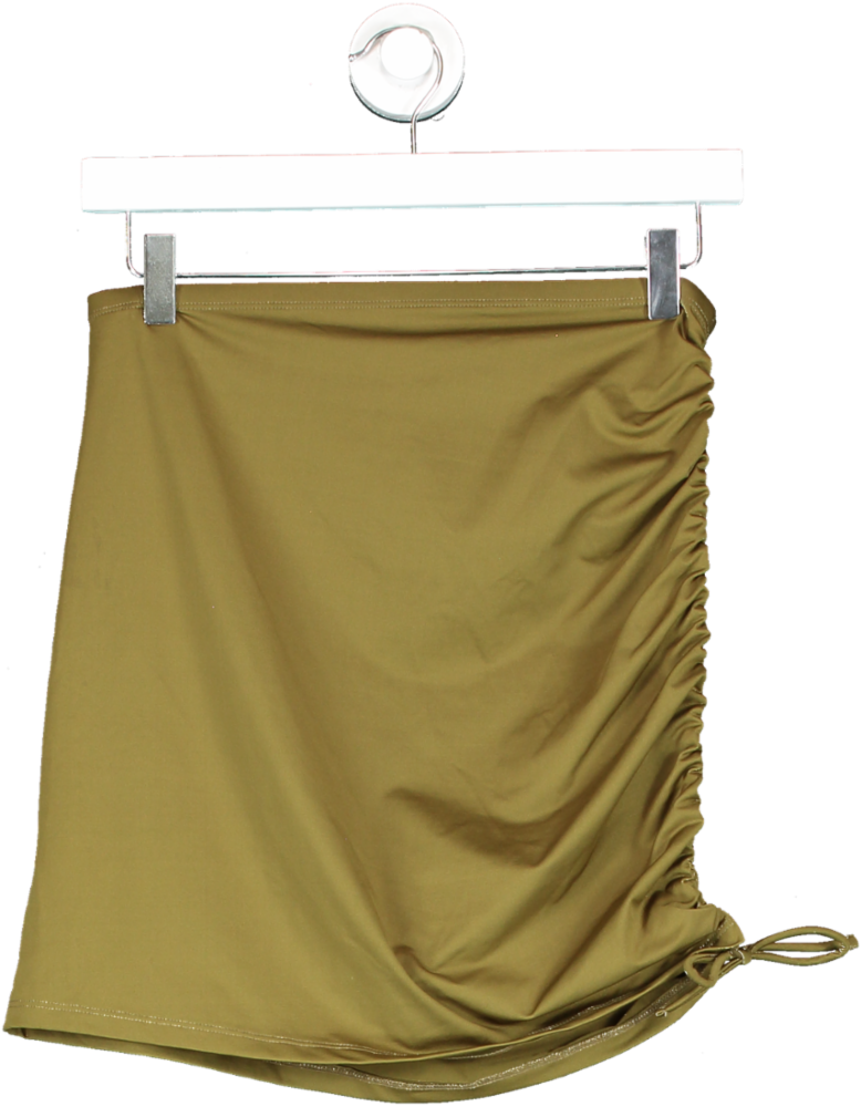 ZARA Green Satin Ruched Tie Side Mini Skirt UK S/M