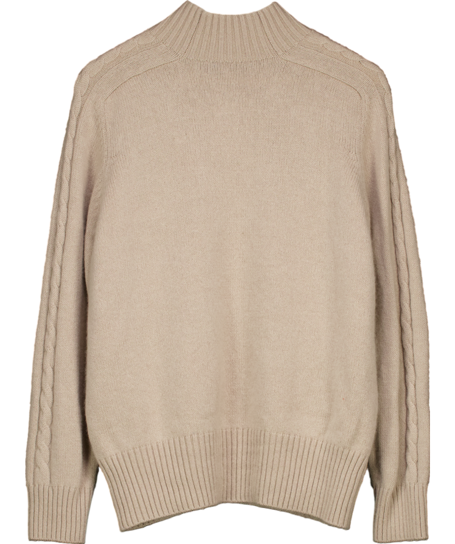J.McLaughlin Beige Cashmere Blend Cableknit Jumper UK XL