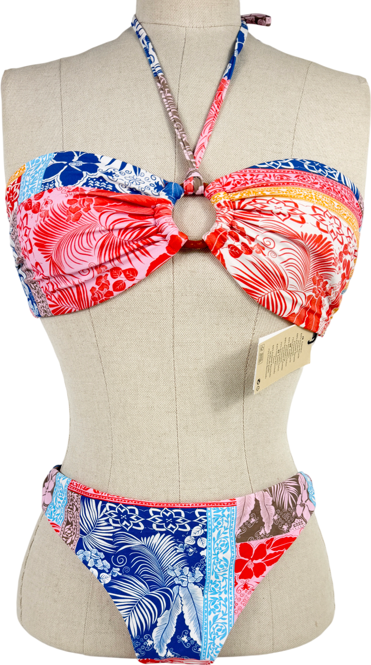 Sea level Multicoloured Coco Island O Ring Bandeau Bikini UK 10