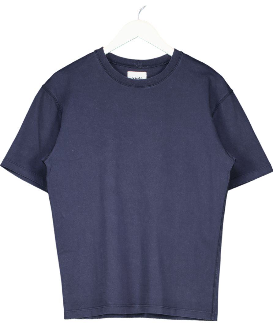 Drake's Navy Blue Cotton Crew Neck Hiking T-shirt UK M
