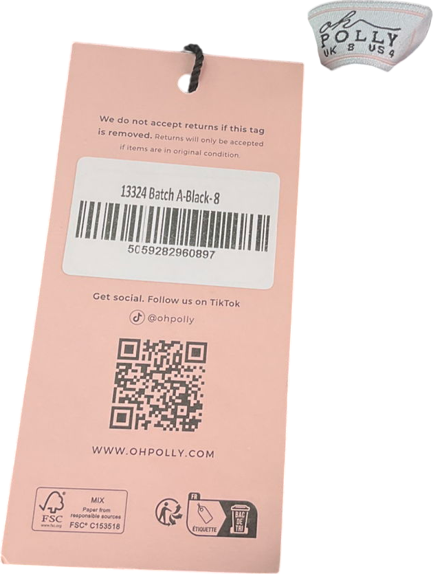 Oh Polly Black Orla Ruffled Mid-rise Shorts & Tie-front Crop Top UK 8