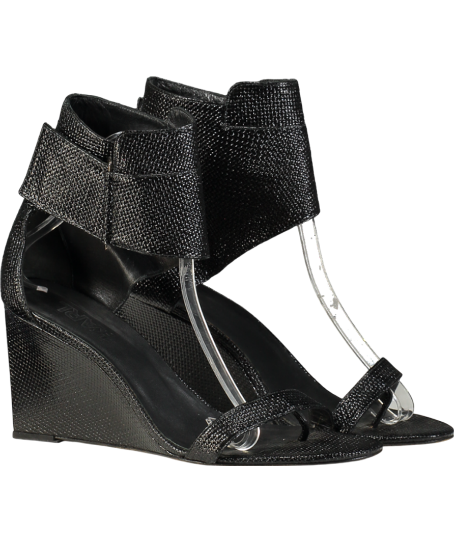 Karl Lagerfeld Black Leather Wedge Sandal UK 8 EU 41 👠