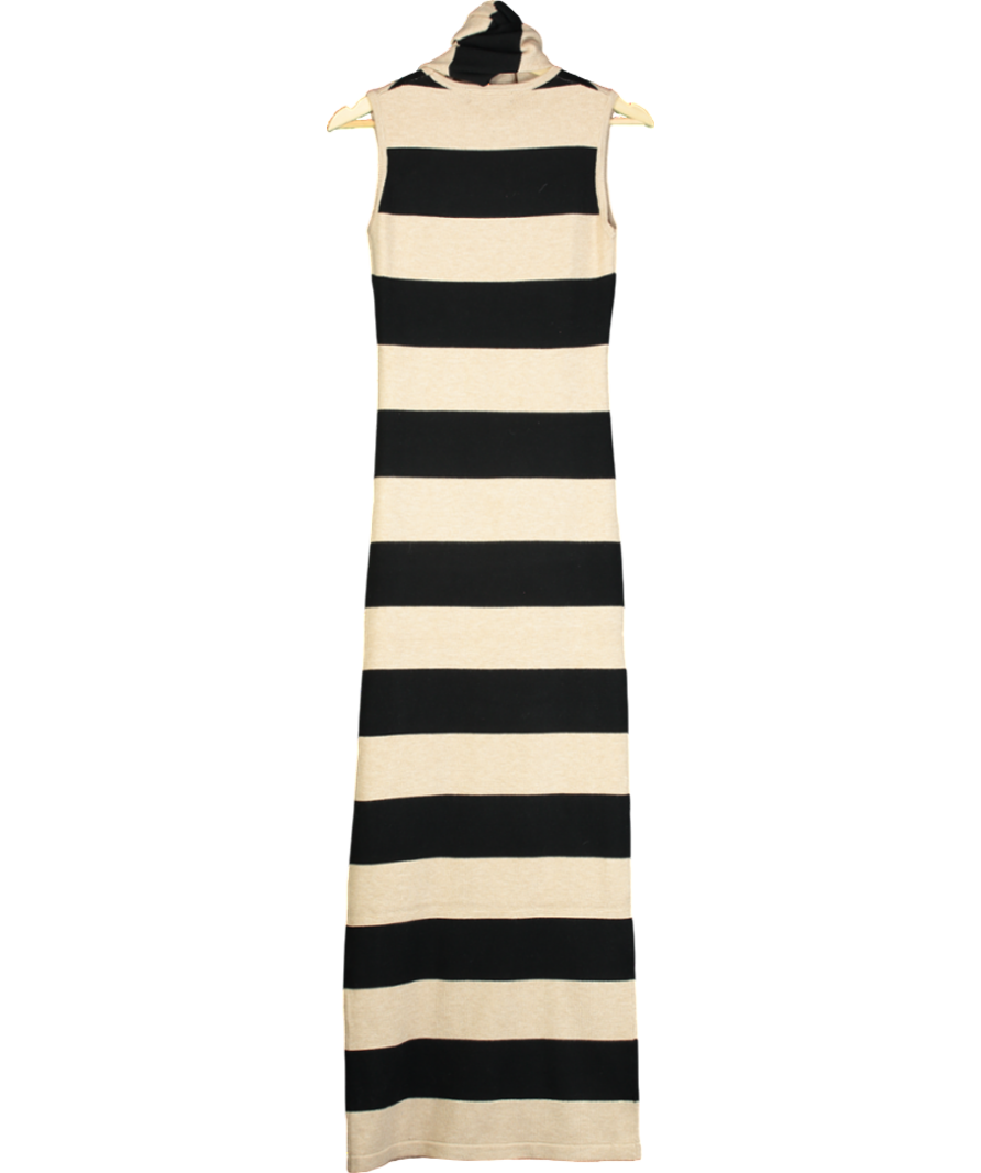 4th & Reckless Beige Striped Knitted Maxi Dress With Scarf UK 6