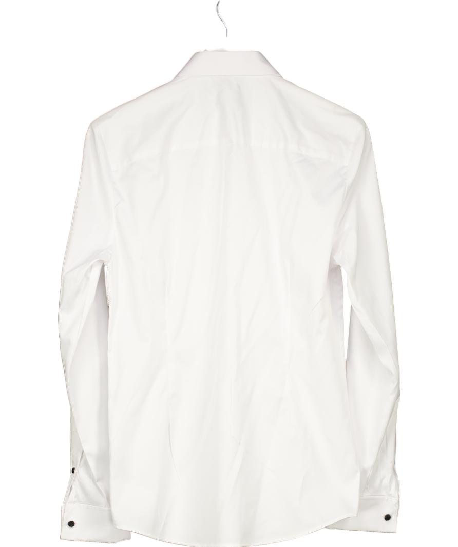 River Island White Slim Fit Pique Formal Shirt UK S