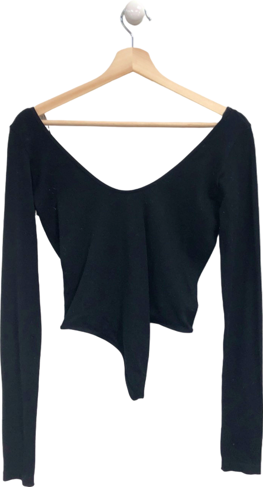 Out From Under Black Asymmetric Long Sleeve Top UK L
