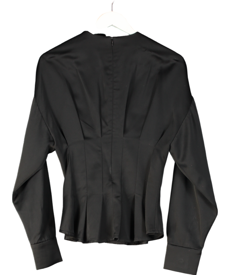 Rohe Black Wool Blend Flared Long Sleeve Top UK 8