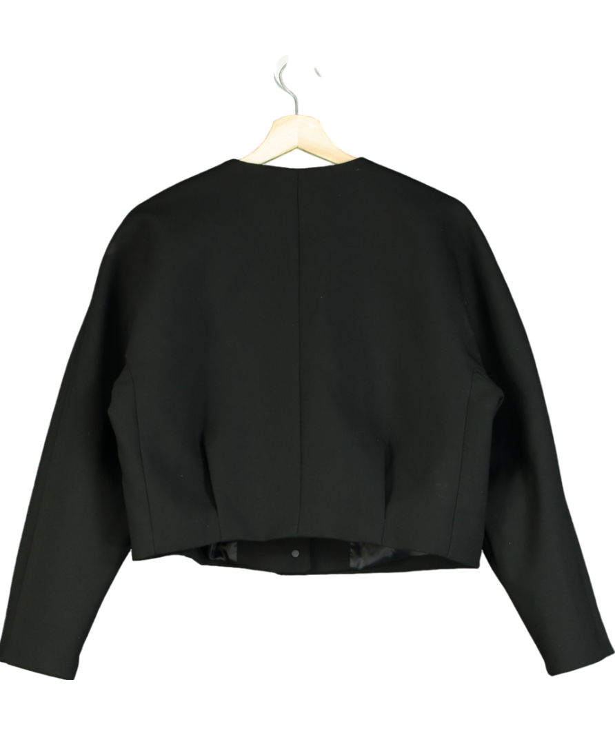 MANGO Black Pop-button Pocketed Crop Fit Jacket UK L