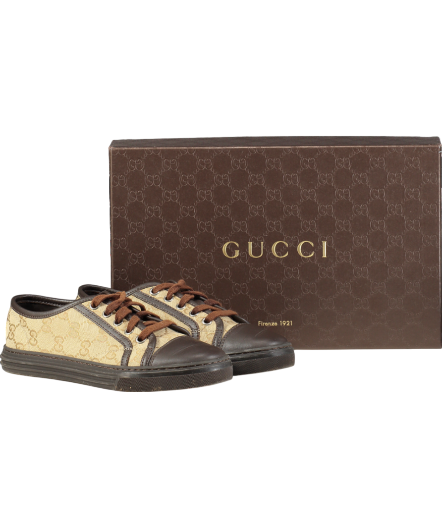 GUCCI Brown GG Monogram Supreme Low Trainer UK 2 EU 35 👠