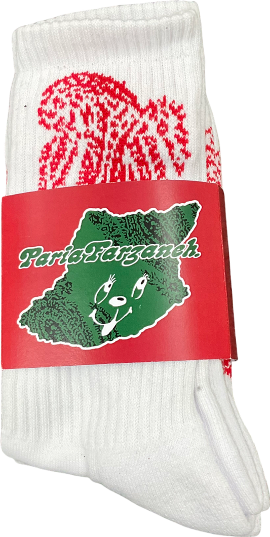 Paria Farzaneh White Festive Cotton Blend Socks