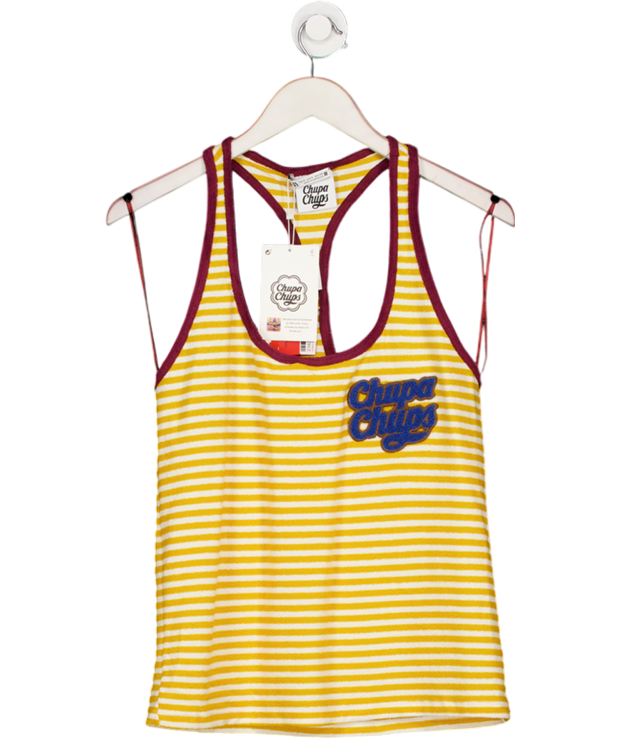 ZARA Yellow Chupa Chups Stripes Terry Cloth Racerback Vest UK S