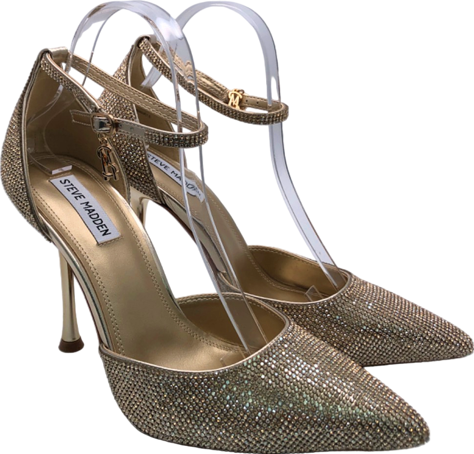 Steve Madden Gold Rhinestone Embellished Heels UK 10