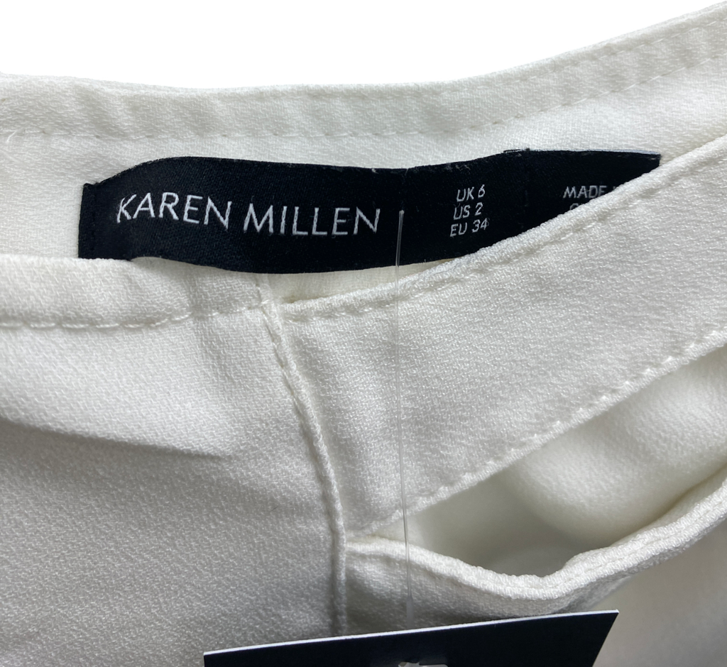 Karen Millen White Pleated Midi Skirt UK 6